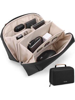 Travel Electronics Organizer Case - Water-Resistant Tech Bag for Cables